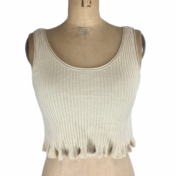 Zara Tops - Zara Ribbed Flounce Edge Crop Knit Tank